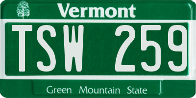 VT license plate TSW259