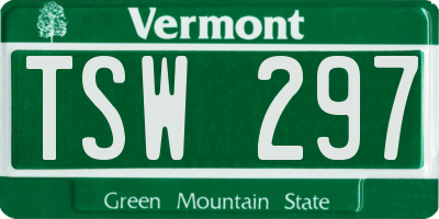VT license plate TSW297