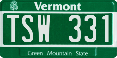 VT license plate TSW331