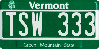 VT license plate TSW333