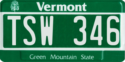 VT license plate TSW346