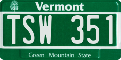 VT license plate TSW351