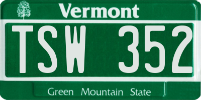 VT license plate TSW352
