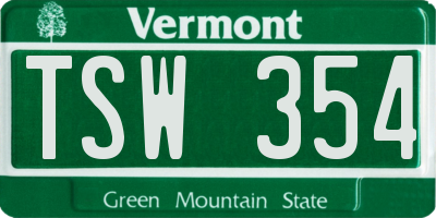 VT license plate TSW354
