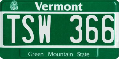 VT license plate TSW366