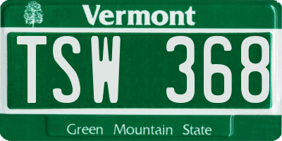 VT license plate TSW368