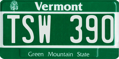 VT license plate TSW390