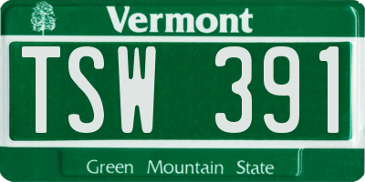 VT license plate TSW391