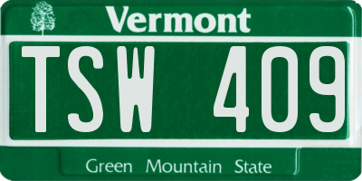 VT license plate TSW409