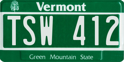 VT license plate TSW412