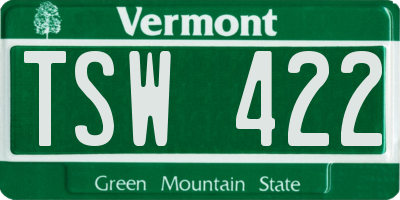 VT license plate TSW422