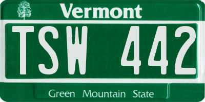 VT license plate TSW442
