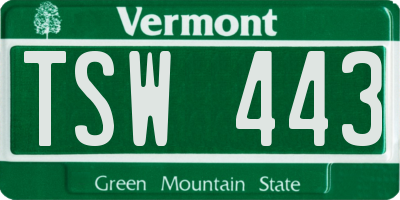 VT license plate TSW443