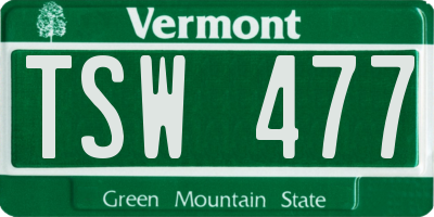 VT license plate TSW477