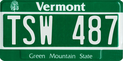 VT license plate TSW487