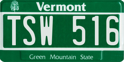 VT license plate TSW516