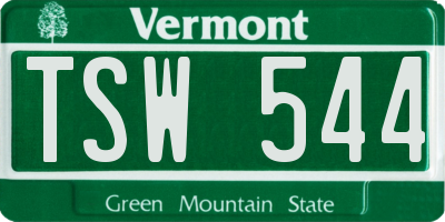 VT license plate TSW544
