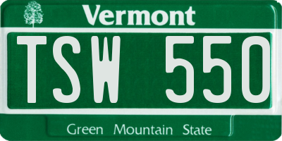 VT license plate TSW550