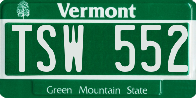 VT license plate TSW552