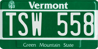 VT license plate TSW558