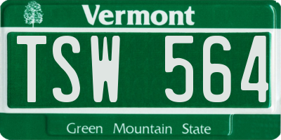 VT license plate TSW564