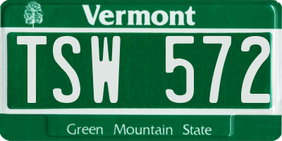 VT license plate TSW572