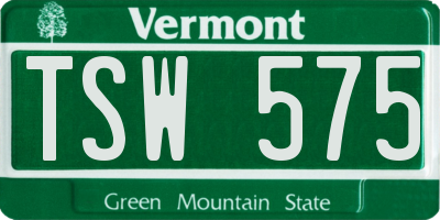 VT license plate TSW575