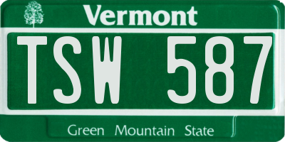 VT license plate TSW587