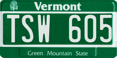 VT license plate TSW605