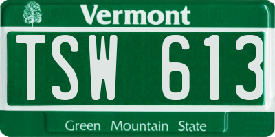VT license plate TSW613