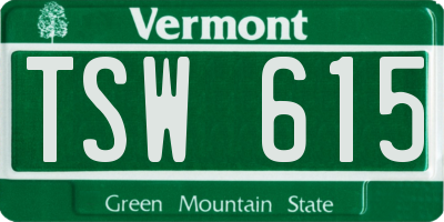VT license plate TSW615
