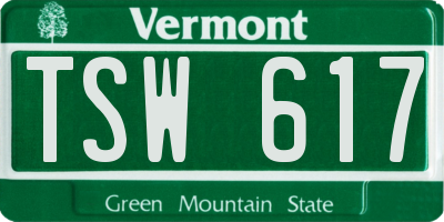 VT license plate TSW617