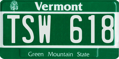 VT license plate TSW618
