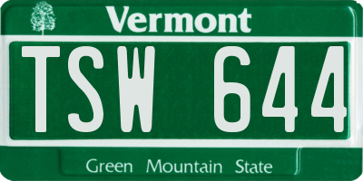 VT license plate TSW644