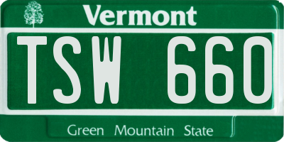 VT license plate TSW660