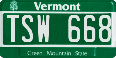 VT license plate TSW668