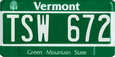 VT license plate TSW672