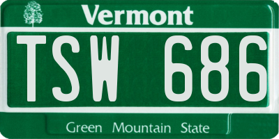VT license plate TSW686