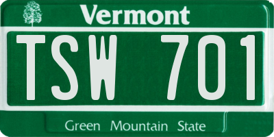 VT license plate TSW701