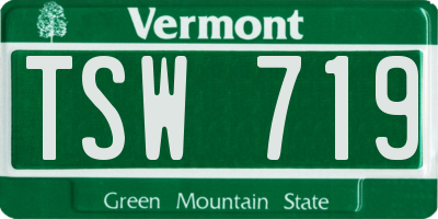 VT license plate TSW719