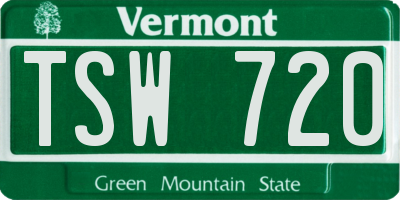 VT license plate TSW720