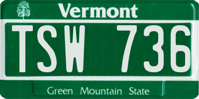 VT license plate TSW736