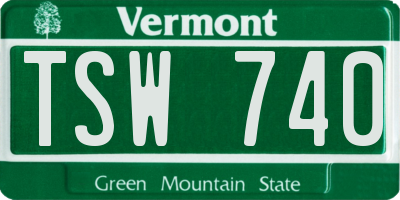 VT license plate TSW740