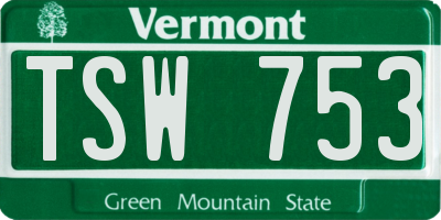 VT license plate TSW753