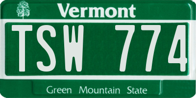 VT license plate TSW774