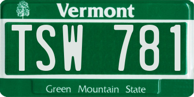 VT license plate TSW781