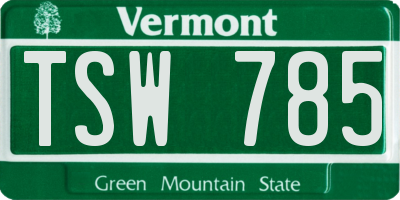 VT license plate TSW785