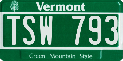 VT license plate TSW793