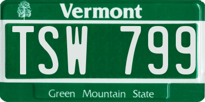 VT license plate TSW799