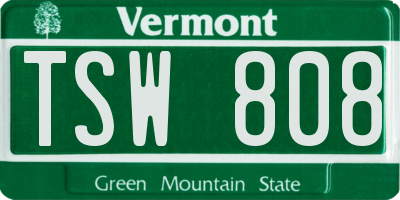 VT license plate TSW808